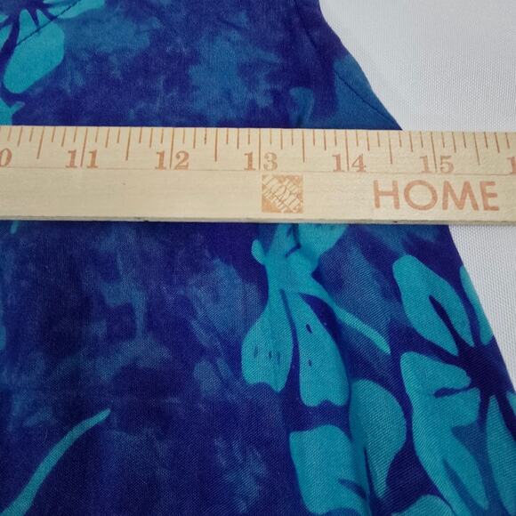 Pineapple Cove Vintage Blue Floral Sundress Hawaiian Tropical Print Coastal M - Picture 7 of 11